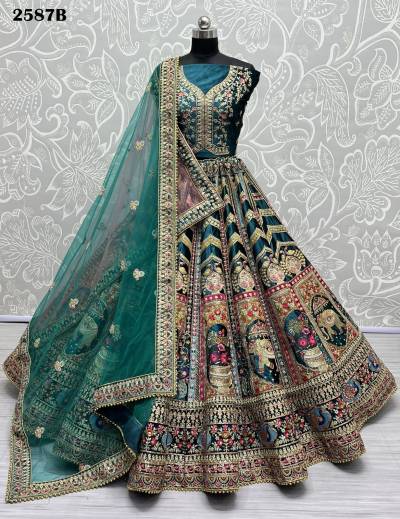 D.NO. 2587A & 2587B BY ANJANI ART EMBROIDERY LEHENGA CHOLI MANUFACTURER IN INDIA